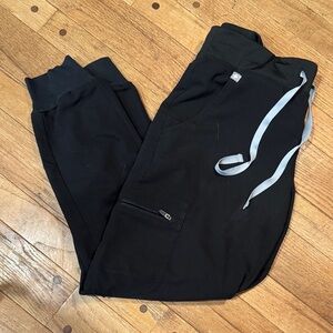 Figs Women's Black Zamora Joggers with Gray Drawstring